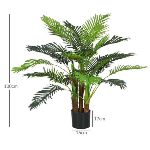 Rootz Artificial Palm Tree - Dekorativ plante - Realistiske grene - Lav vedligeholdelse - 1M X Ø16 x 17 cm gryde