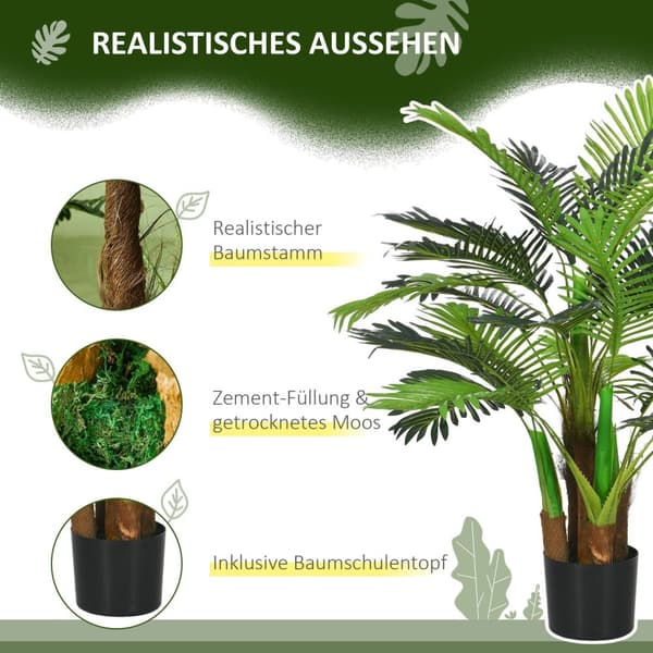 Rootz Artificial Palm Tree - Dekorativ plante - Realistiske grene - Lav vedligeholdelse - 1M X Ø16 x 17 cm gryde