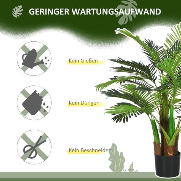 Rootz Artificial Palm Tree - Dekorativ plante - Realistiske grene - Lav vedligeholdelse - 1M X Ø16 x 17 cm gryde