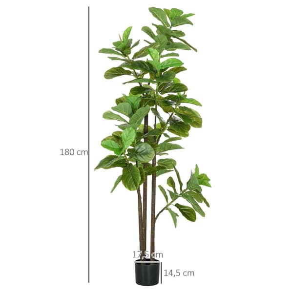 Rootz Sæt med 2 kunstige planter - fiddle blad Fig - ficus lyrata - fejlfri virkelighed - højde 180 cm med gryde - Ø17,5 x 14,5 timer cm