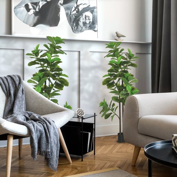 Rootz Sæt med 2 kunstige planter - fiddle blad Fig - ficus lyrata - fejlfri virkelighed - højde 180 cm med gryde - Ø17,5 x 14,5 timer cm
