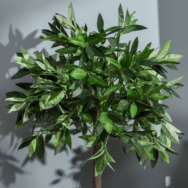Rootz Set of 2 Artificial Laurel Tree - Faux växter - Plastlövverk - Inget underhåll krävs - 90 cm x Ø16cm - Cementkruka