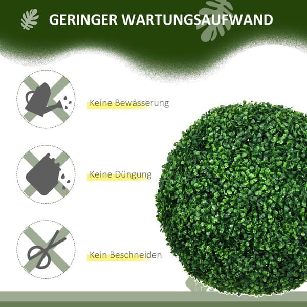Rootz Sæt med 2 Boxwood Ball Artificial Plants - Faux Greenery - Dekorative grønne planter - UV -beskyttelse - Ø50cm