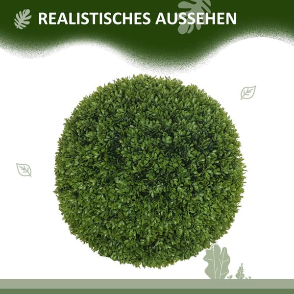 Rootz Sæt med 2 Boxwood Ball Artificial Plants - Faux Husplant - Dekorativt grønt - UV -beskyttelse - Ø40CM