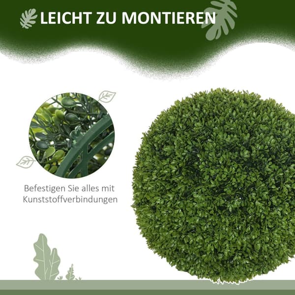 Rootz Sæt med 2 Boxwood Ball Artificial Plants - Faux Husplant - Dekorativt grønt - UV -beskyttelse - Ø40CM