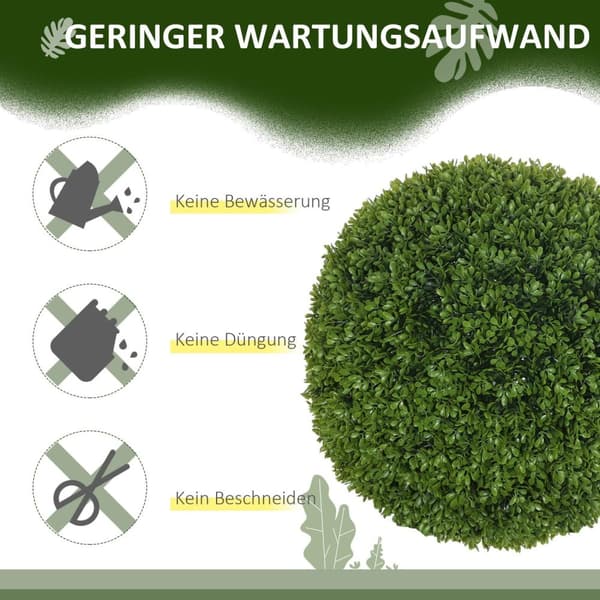 Rootz Sæt med 2 Boxwood Ball Artificial Plants - Faux Husplant - Dekorativt grønt - UV -beskyttelse - Ø40CM