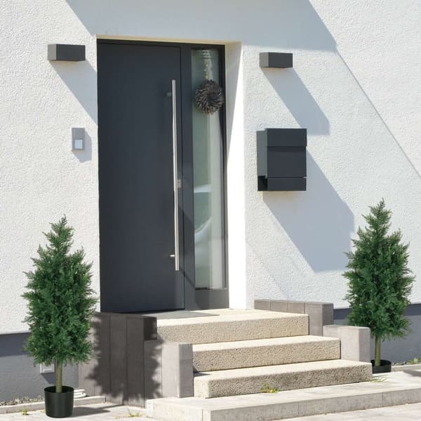 Rootz -uppsättning av 2 konstgjorda cederträplantor - faux barrträd - falska krukväxter - UV -resistenta - 38L x 12,5W x 90H cm