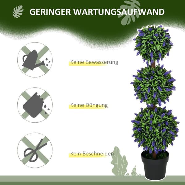 Rootz Set of 2 Artificial Lavender Trees - Fake Plant - Faux Greenery - UV Resistant - 110 cm höjd, Ø20cm potten för inomhus/utomhusbruk
