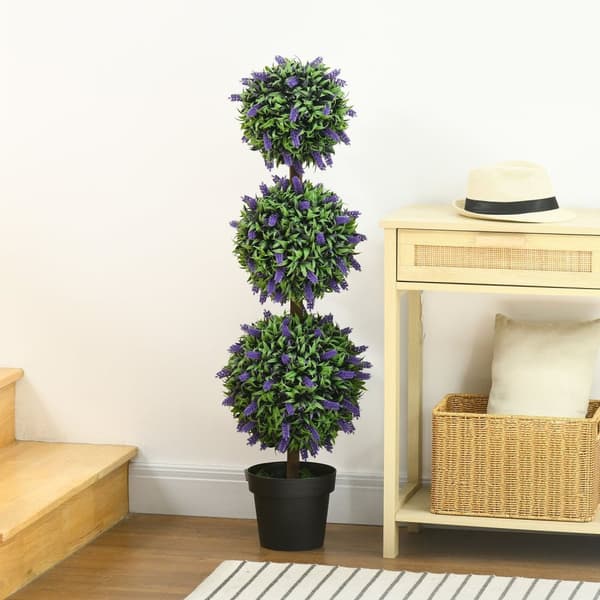 Rootz Set of 2 Artificial Lavender Trees - Fake Plant - Faux Greenery - UV Resistant - 110 cm höjd, Ø20cm potten för inomhus/utomhusbruk