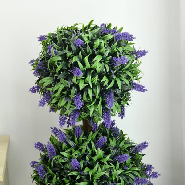 Rootz Set of 2 Artificial Lavender Trees - Fake Plant - Faux Greenery - UV Resistant - 110 cm höjd, Ø20cm potten för inomhus/utomhusbruk