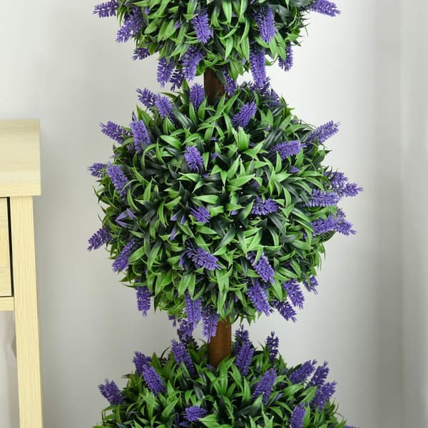 Rootz Set of 2 Artificial Lavender Trees - Fake Plant - Faux Greenery - UV Resistant - 110 cm höjd, Ø20cm potten för inomhus/utomhusbruk