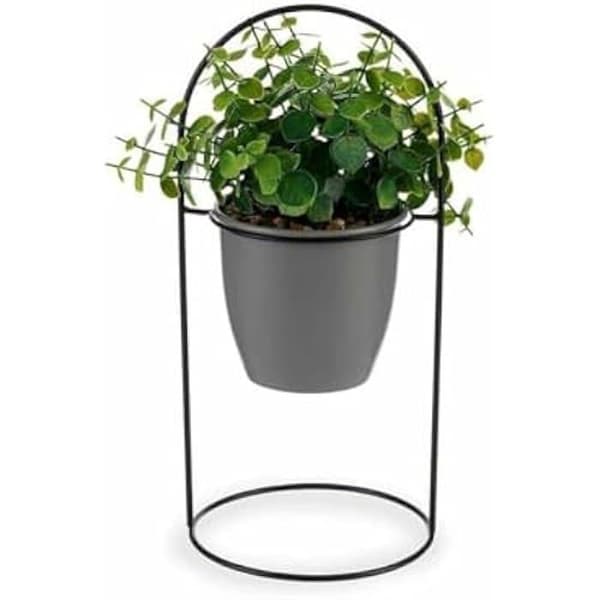 Dekorativ växt - IBERGARDEN - Runda löv - Metall och plast - 21 x 30 x 21 cm - 8 enheter