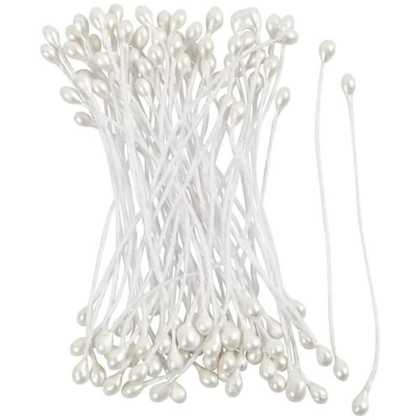 Pistiller Stift av blommor - Perlemor vit - 6,4 x 0,2 mm - 100 st