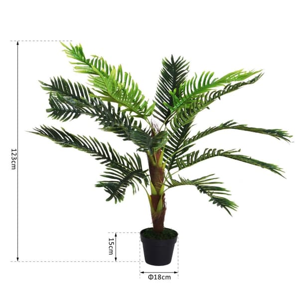 Rootz Artificial Palm Tree - Fake Tree - Plast Tree - Realistic Look - 125cm x 120 cm x 123 cm