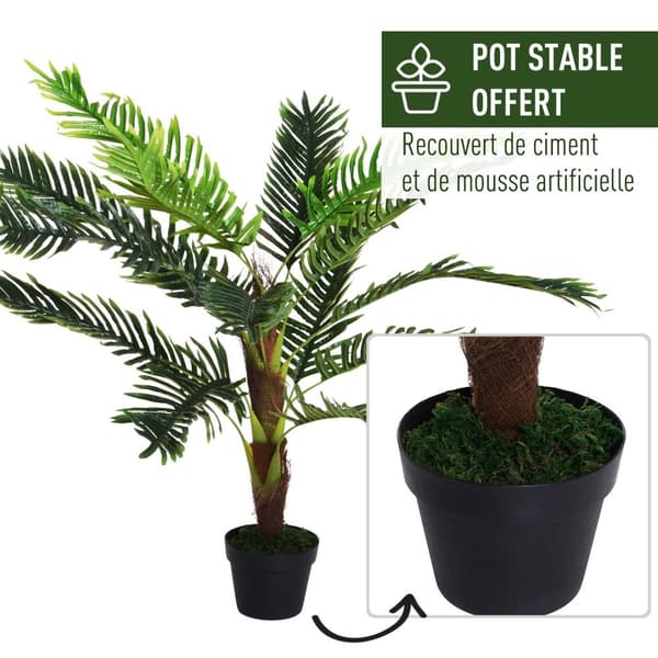Rootz Artificial Palm Tree - Fake Tree - Plast Tree - Realistic Look - 125cm x 120 cm x 123 cm