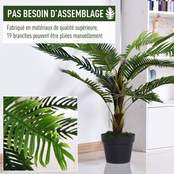 Rootz Artificial Palm Tree - Fake Tree - Plast Tree - Realistic Look - 125cm x 120 cm x 123 cm