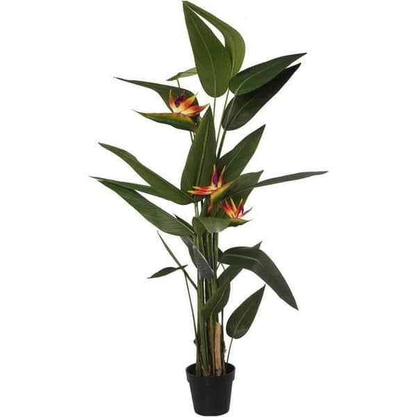 Konstgjord fågel paradis i grön och röd orange 180 cm - DRW
