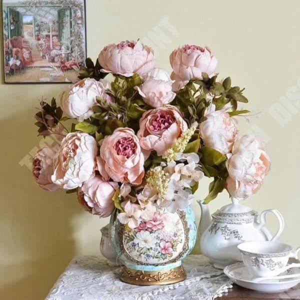 TD® Silk Flower Bukett Idealisk och trendig dekoration för vardagsrummet Underbar Sidenpion Dekorativ elegans