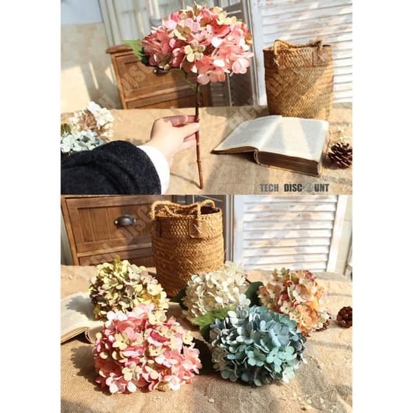 TD® konstgjord hortensia torr ros deco dekoration blomma konstgjord växt bröllop hem födelsedag flicka rum dekoration