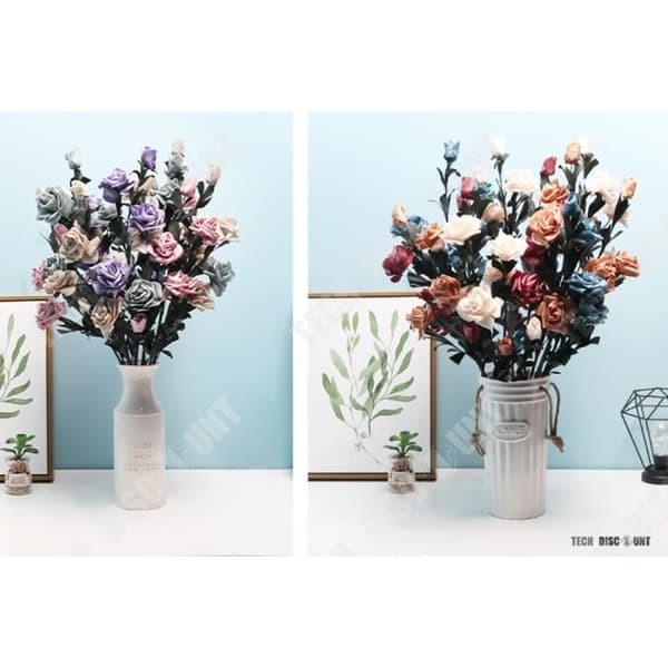 TD® konstgjord rosbukett vita torra kronblad dekoration blomma bröllop hem födelsedagsrum flicka liten realistisk