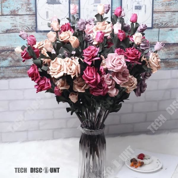 TD® konstgjord rosbukett vita torra kronblad dekoration blomma bröllop hem födelsedagsrum flicka liten realistisk