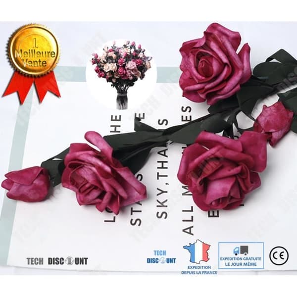 TD® konstgjord rosbukett vita torra kronblad dekoration blomma bröllop hem födelsedagsrum flicka liten realistisk