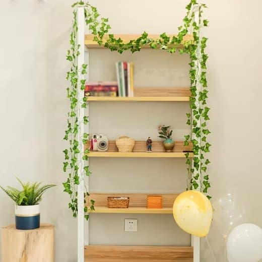 Murgröna Girlang 220 cm, Blekfri-Hängande Efeu med Blad för Trädgård, Bröllop, Fest och Väggdekoration