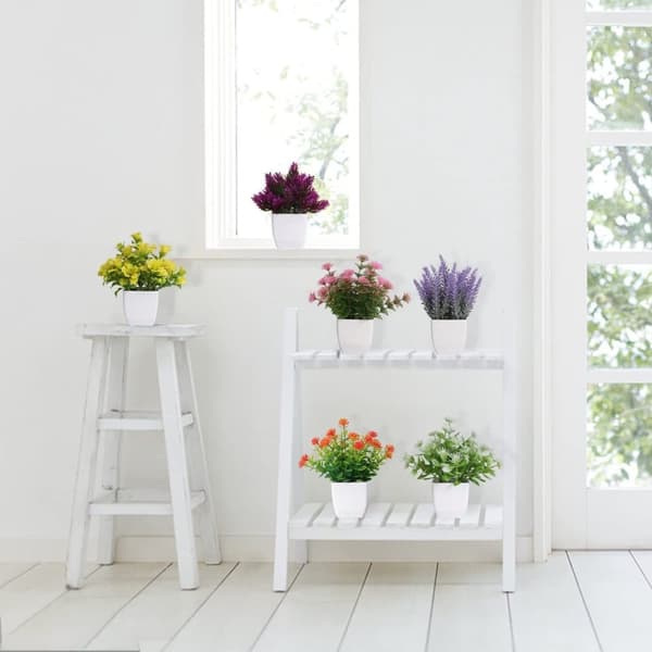 Konstgjorda Växter 6-delars Set-Mini uppsättning med konstgjorda blommor i kruka för Dekoration