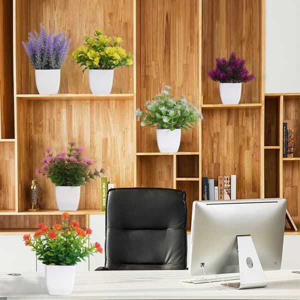 Konstgjorda Växter 6-delars Set-Mini uppsättning med konstgjorda blommor i kruka för Dekoration