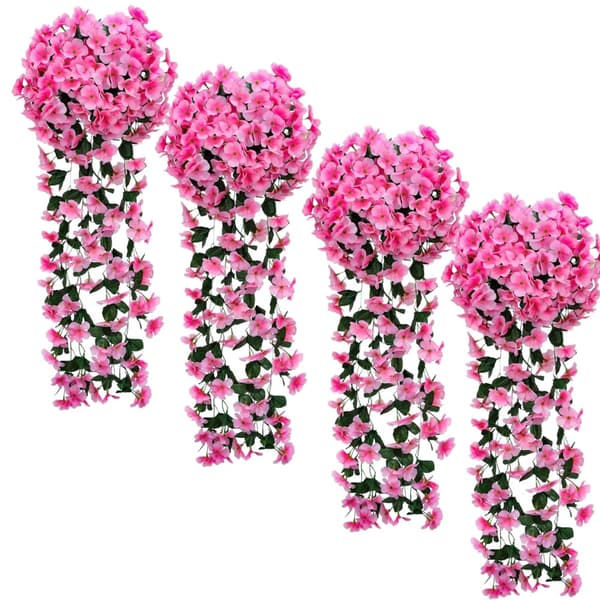 Kunstig blåregnsguirlande og udendørs dekorationer - 4 bundter Pink