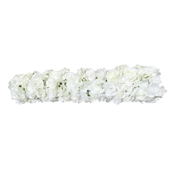 Kunstig Blomster Række, Holdbart Silke Stof, Elegant Hvidt Design,HVID