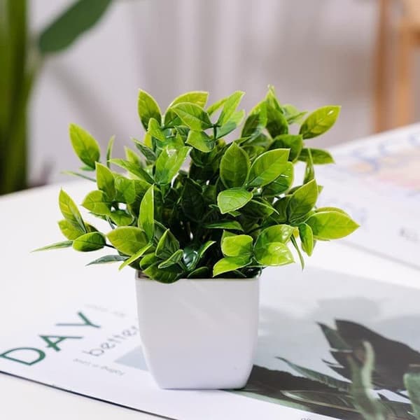 4-pak kunstige planter med potte, 17x12 cm, til stue og kontor