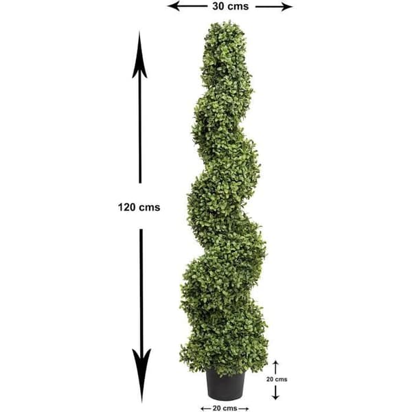 Paret av konstgjord buxbom i spiral av högsta kvalitet 120 cm - GreenBrokers