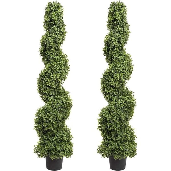 Paret av konstgjord buxbom i spiral av högsta kvalitet 120 cm - GreenBrokers