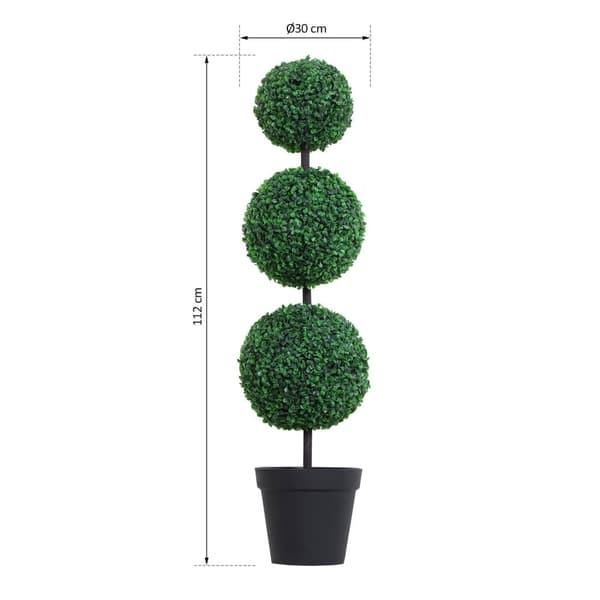Rootz Artificial Boxwood Topiary - Decorative Plant - Faux Greenery - Elegance & Originality - Ø 30 x 112h cm