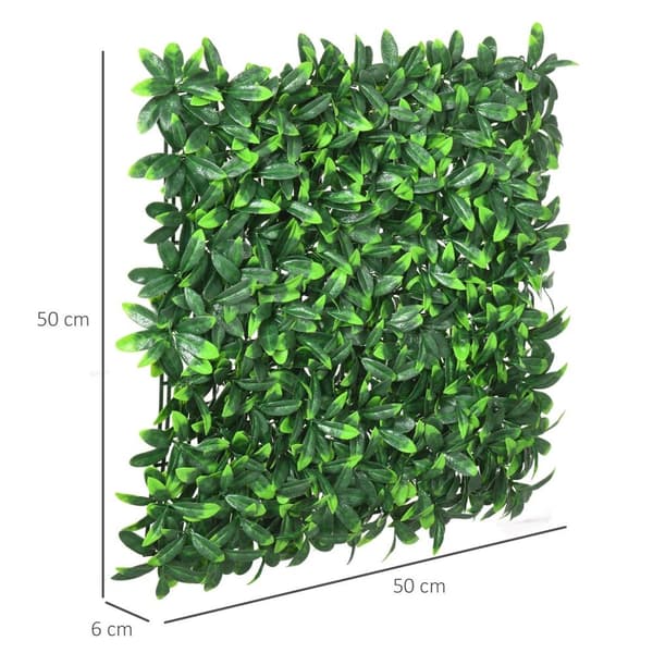 Rootz Artificial Laurel Hedge Privacy Screen - Grön väggbeklädnad - Utbyggbara paneler - Realistiska PE - 50 x 50 cm paneler, 3㎡ Area