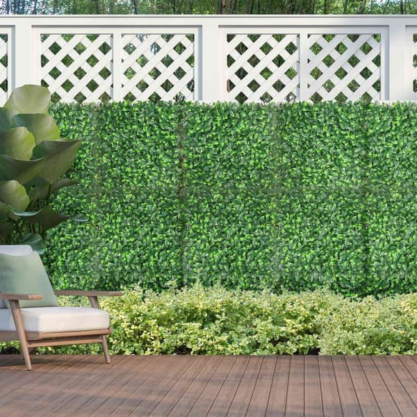 Rootz Artificial Laurel Hedge Privacy Screen - Grön väggbeklädnad - Utbyggbara paneler - Realistiska PE - 50 x 50 cm paneler, 3㎡ Area