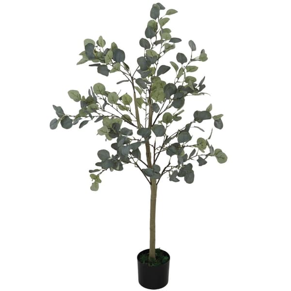 Rootz Artificial Plant - Art Tree - Natural Decor - Vedligeholdelsesfri - 150 cm høj med cementpotte - grøn eukalyptus