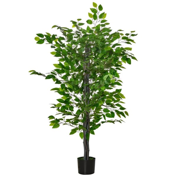 Rootz Artificial Ficus Tree - Art Plant - Realistisk udseende - Evergreen & Easy Care - Plastic & Cement Pot - 135 cm højde