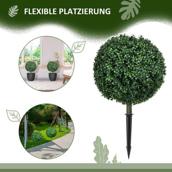 Rootz -uppsättning av 2 konstgjorda boxwood - realistisk - väderbeständig - enkel vård - 40 cm x 70 cm