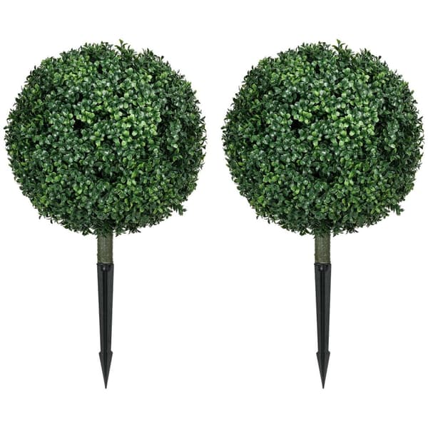 Rootz -uppsättning av 2 konstgjorda boxwood - realistisk - väderbeständig - enkel vård - 40 cm x 70 cm