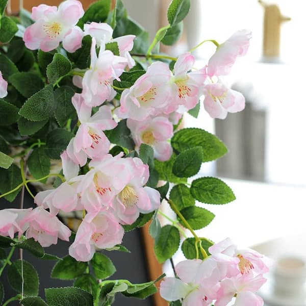 90cm kunstig kirsebærblomst vin, UV-bestandig hængende kunstig lavet, vægdekoration til bryllup og hjem