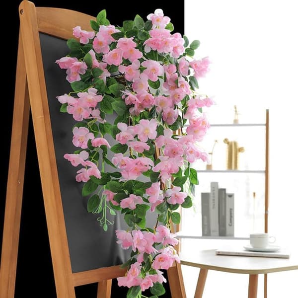 90cm kunstig kirsebærblomst vin, UV-bestandig hængende kunstig lavet, vægdekoration til bryllup og hjem