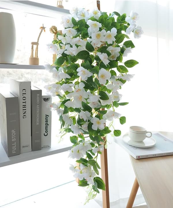 90cm kunstig kirsebærblomst vin, UV-bestandig hængende kunstig lavet, vægdekoration til bryllup og hjem