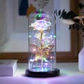 Miniatyrbillede 7 af 8: EVIGE FLERFARBET Rose I GLAS Glødende LED GAVE Regnbue