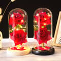 Miniatyrbild 6 av 8: EVIGA DUBBELROS I GLAS Lysande LED-GÅVA