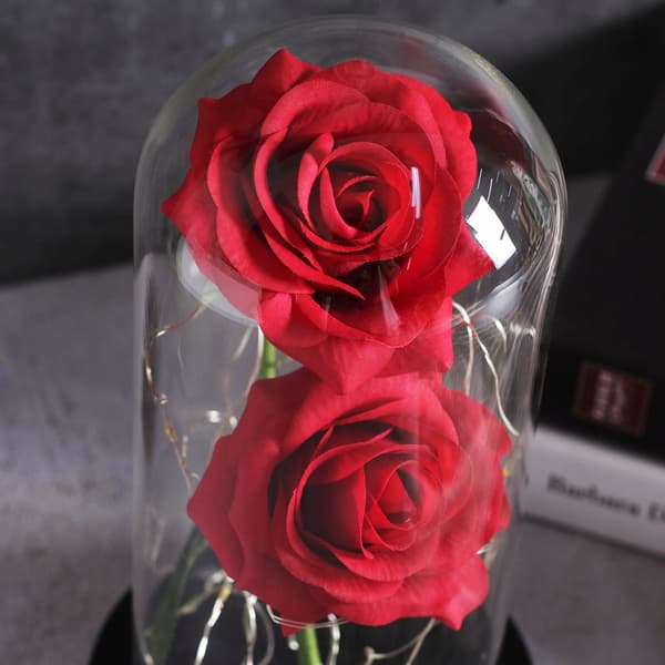EVIGE DOBBELTROSE I GLAS Glødende LED GAVE