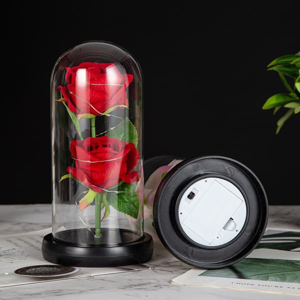 EVIGE DOBBELTROSE I GLAS Glødende LED GAVE