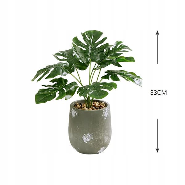 KONSTGJORD KRUKVÄXTA REALISTISK 33 cm MONSTERA DELICIOSA Vacker