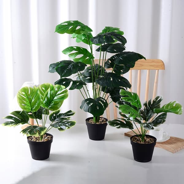 KONSTGJORD KRUKVÄXTA REALISTISK 33 cm MONSTERA DELICIOSA Vacker
